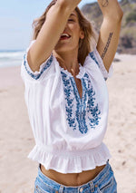 Load image into Gallery viewer, Ivy Embroidered Blouse White
