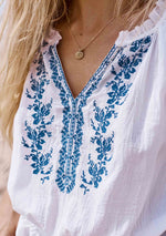Load image into Gallery viewer, Ivy Embroidered Blouse White
