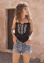Load image into Gallery viewer, Ivy Embroidered Cami Black
